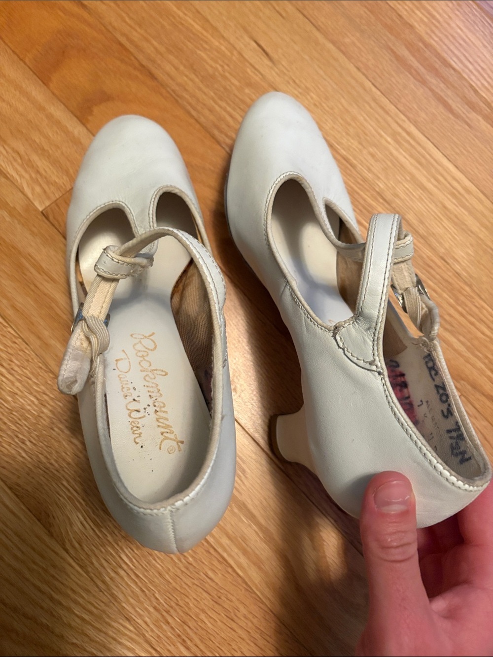 White T-Strap Mary Jane Heels - Picture 4 of 7
